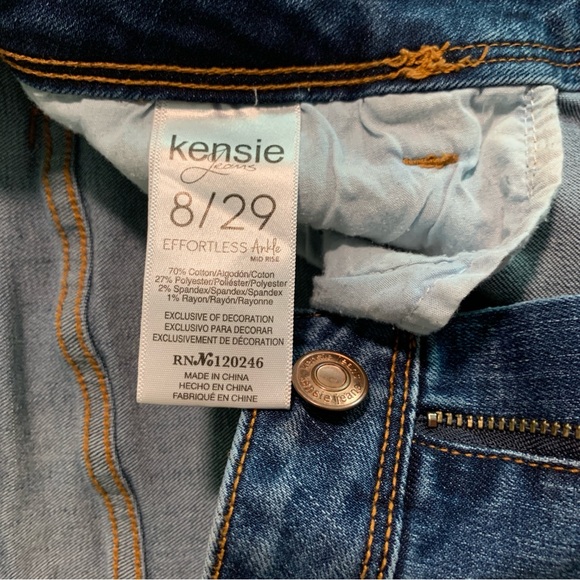 Kensie Sz 8/29 Effortless Ankle Mid Rise Dark Blue Straight Jeans - Picture 10 of 10